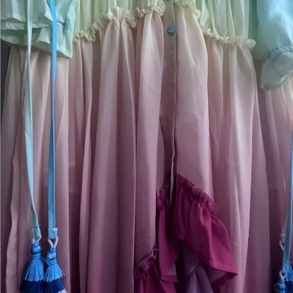 Rainbow Ombré Long Sleeve Plunge Sundress - Picture 6 of 6